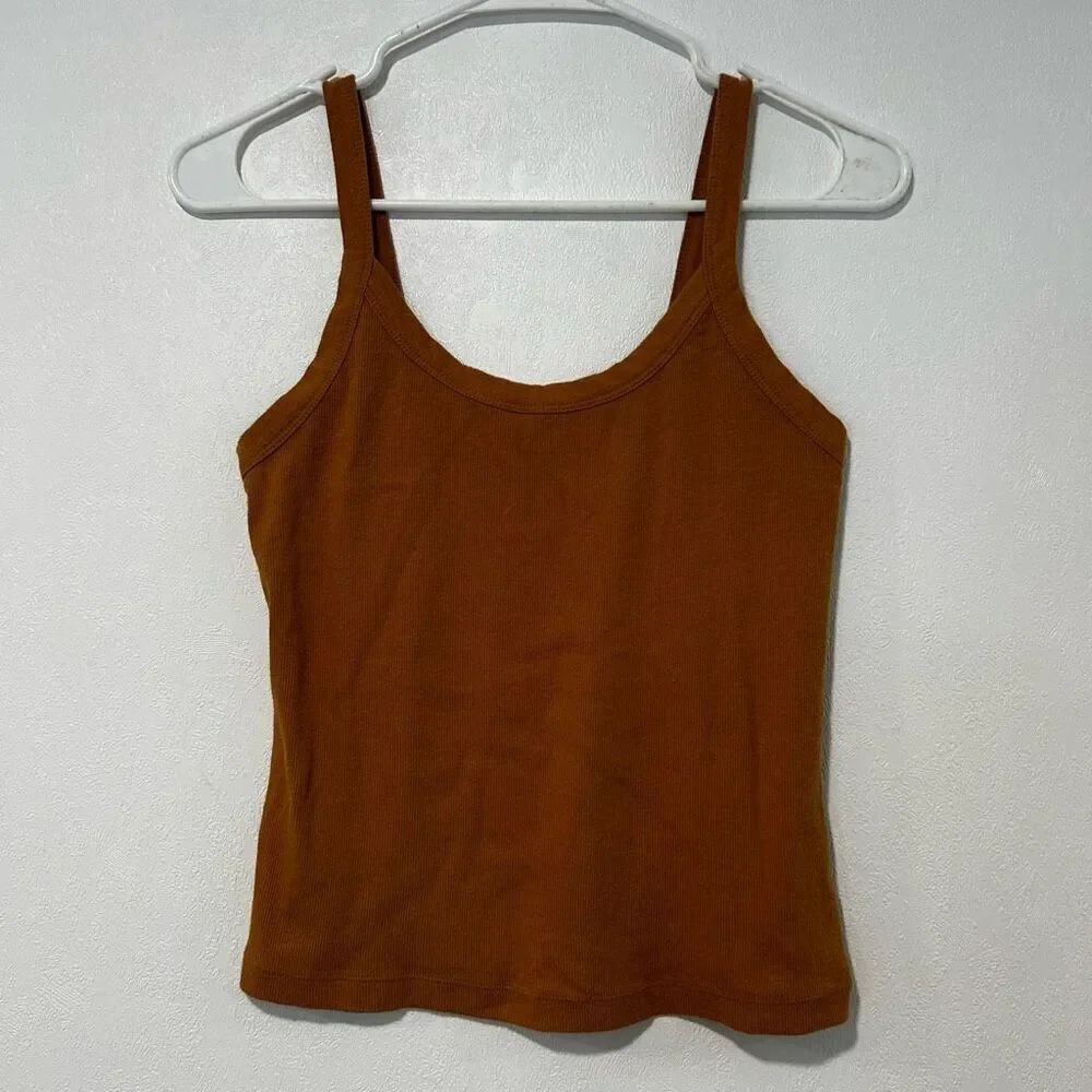 Wild Fable Ribbed Rust Brown Fitted Tank Top - Size Small
